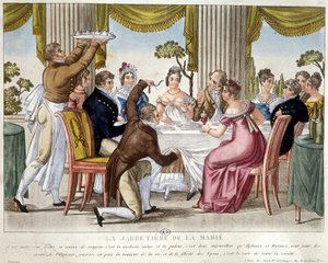 Hochzeitsmahl, Strumpfbandritual - ca. 1812
