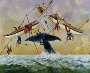 Wal schlägt Fischer aus dem Wasser