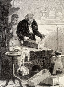 William Cruickshank baute den Trogstapel - im „Album der Wissenschaft; berühmte Gelehrte; Große Entdeckungen“ 1896.