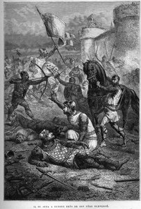 Wilhelm I. wird von seinem Sohn Robert im Kampf in Frankreich, 1076, verwundet - Aufstand von Robert Courteheuse von French School