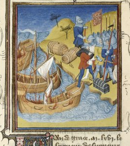 Wilhelm I. landet mit seiner Armee und Ausrüstung in England (Miniatur) von French School