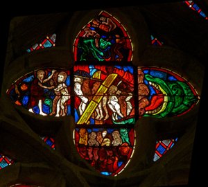 Fenster Ew, Darstellung der Höllenfahrt Christi von French School