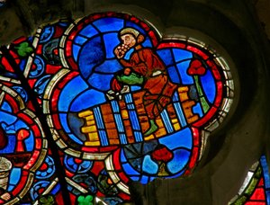 Fenster Ew mit den Monatsarbeiten: Oktober von French School