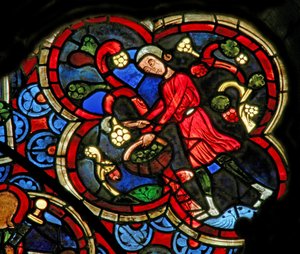 Fenster Ew mit den Monatsarbeiten: September von French School
