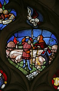 Fenster mit der Verkündigung an die Hirten (Buntglas) von French School