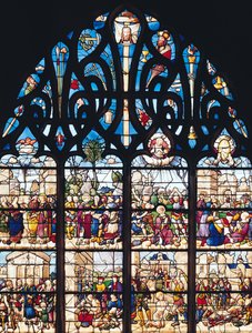 Fenster darstellend Szenen aus dem Leben von St. Stephan und St. Laurentius, aus der Chapelle Bonne-Mort