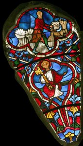 Fenster, das St. Peter und den Monat Juli zeigt