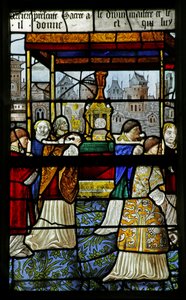 Fenster, das eine Prozession des Heiligen Sakraments darstellt (Detail), 1530