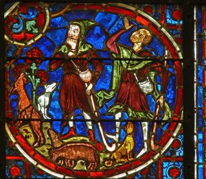Fenster mit Darstellung der Verkündigung an die Hirten