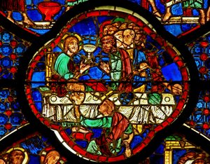 Fenster mit Darstellung des Letzten Abendmahls von French School