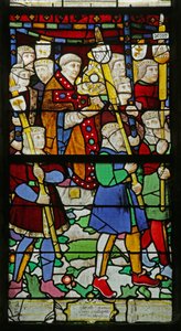 Fenster, das die Prozession des Gastgebers darstellt (um 1495)