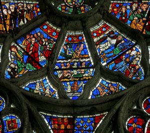 Fenster Nr. 3, Darstellung von Szenen des Jüngsten Gerichts von French School