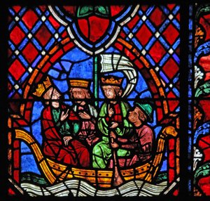 Fenster w01, Darstellung der Abreise der Könige von der Krippe von French School