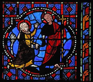 Fenster w02, Darstellung einer Auferstehungsszene: Noli Me Tangere
