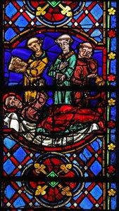 Fenster w08, Darstellung des Todes des Heiligen Martin von French School