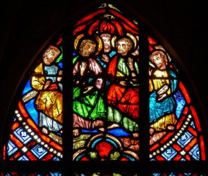 Fenster w0, Pfingsten - Jungfrau und vier Apostel von French School