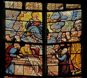 Fenster w0 Darstellung des Todes und der Himmelfahrt der Jungfrau Maria