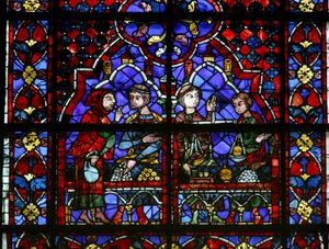 Fenster w105, Stifter darstellend - Geldwechsler von French School