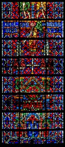 Fenster w106 mit Darstellung der Kathedrale von Noyon von French School