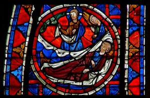 Fenster w109 zeigt St. Martin träumt, dass er Christus trifft