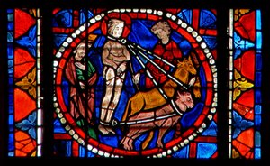 Fenster w109 zeigt das Martyrium der Heiligen Lucia von French School