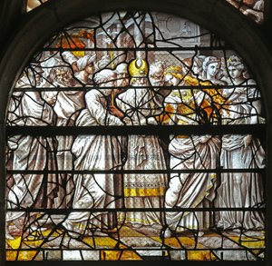 Fenster w10, Die mystische Hochzeit der Jungfrau, Entwürfe von Dürer von French School