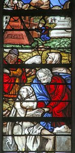 Fenster w10 mit Darstellung der Auferweckung des Lazarus von French School