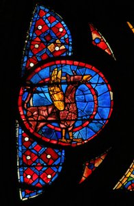 Fenster w115, ein geflügeltes Tier darstellend von French School