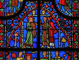 Fenster w11, St. Andreas gibt seine Kleider weg von French School