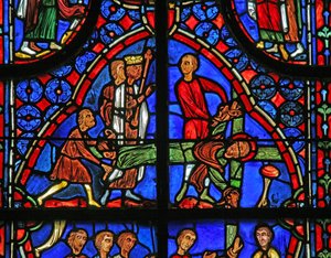 Fenster w11, St. Andreas wird vom Kreuz gelöst