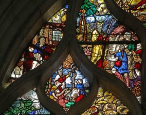 Fenster w126, Moses-Szenen; die eherne Schlange; am Felsen von Horeb