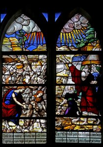 Fenster w128, Israeliten sammeln Manna in der Wüste von French School