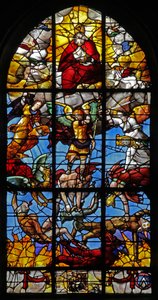 Fenster w12 mit dem Heiligen Michael und den rebellischen Engeln von French School
