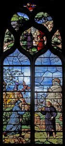 Fenster w12, das die Versuchung in der Wüste darstellt von French School