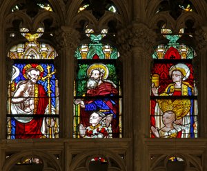 Fenster w137, die Heilige Maria Magdalena, Christus und den Heiligen Antonius darstellend