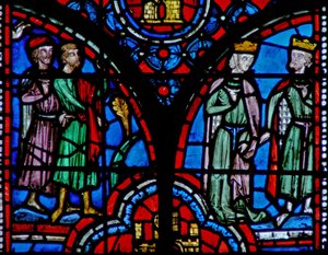 Fenster w13 Ahasverus und Esther besuchen das Fest Esth V 5 von French School