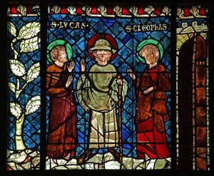 Fenster w14, das Treffen mit Christus auf dem Weg nach Emmaus darstellend: St. Lukas und St. Kleophas