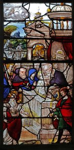 Fenster w16, das die Darstellung im Tempel darstellt