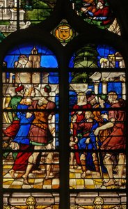 Fenster w17 mit Darstellung des Urteils von Salomo von French School