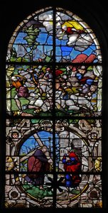 Fenster w18 mit der Bekehrung des Heiligen Paulus: Quo Vadis: Der Heilige Petrus trifft Christus außerhalb Roms von French School