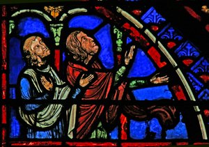Fenster w1, Zuschauer der Szene, in der St. Anna und Joachims Opfer abgelehnt wird