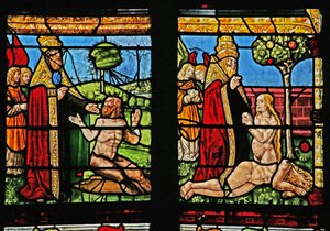 Fenster w1, Darstellung der Erschaffung von Adam und Eva