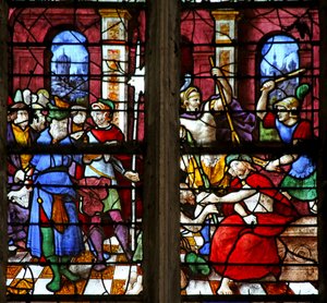 Fenster w1, die Krönung mit Dornen und Verspottung