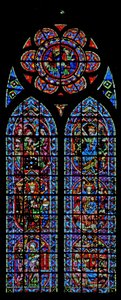 Fenster w203, die Verkündigung und Kindheit Christi darstellend