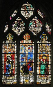 Fenster w206, die Kreuzigung mit der Jungfrau Maria und St. Johannes von French School