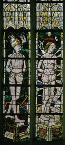 Fenster w20, Darstellung von St. Blasius und St. Sebastian von French School
