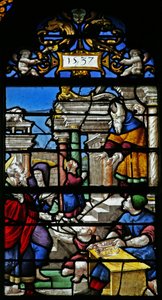 Fenster w20, eine Szene aus dem Leben der Jungfrau Maria: die Darstellung im Tempel darstellend von French School