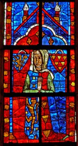 Fenster w210 mit einer weiblichen Stifterin - mit den Wappen von Chamaillart von French School