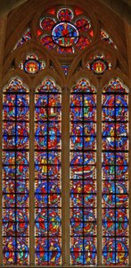 Fenster w210 zeigt das St. Jakobus-Fenster und die Legende des verlorenen Abhängigen
