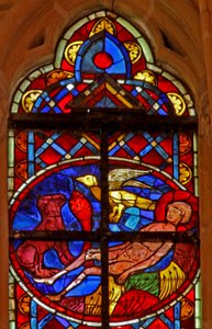 Fenster w211 zeigt der Körper des St. Vincent wird von einem Raben bewacht
